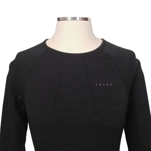 Falke Long Sleeve Wool-Tech Baselayer Top Dark Gray Sz Large - Picture 2 of 9